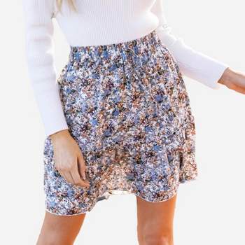Women's Ditsy Floral Drawstring A-Line Skirt - Cupshe