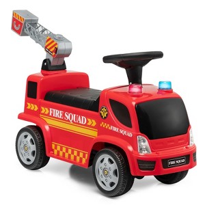 Infans Kids Ride On Fire Truck Foot-to-Floor Sliding Push Car w/ Music & Bubble Maker - 1 of 4