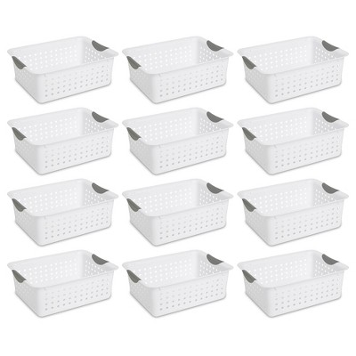 Sterilite 16228012 Ultra Basket with Titanium Inserts, White, Size: Small