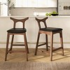 Ashcroft Furniture,Hester Solid Wood Upholstered Square Bar Chair (Set of 2) - 3 of 4