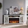 SinCiDo 36" Electric Fireplace TV Stand for 80 Inch TV, Farmhouse Media Console w/6 Shelves, 32" Tall Entertainment Center w/Storage - 2 of 4