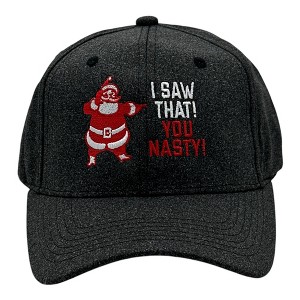 I Saw That You Nasty Hat Funny Sarcastic Xmas Party Santa Claus Graphic Novelty Cap - Crazy Dog Hat Black Standard - 1 of 4
