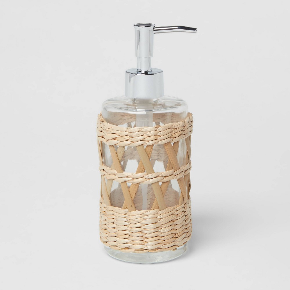 Photos - Soap Holder / Dispenser Woven and Glass Soap Pump Natural - Threshold™