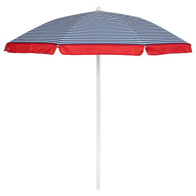 Picnic Time 5.5' Beach Compact Umbrella with Pinstripe Pattern - Blue