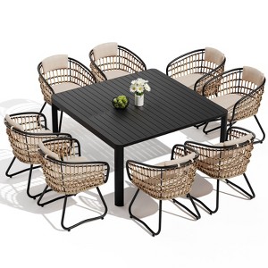 Crestlive Products Expandable Aluminum Outdoor Dining sets for 6-8 58" Extendable Patio Table Adjustable Rectangular Square Table with chairs - 1 of 4