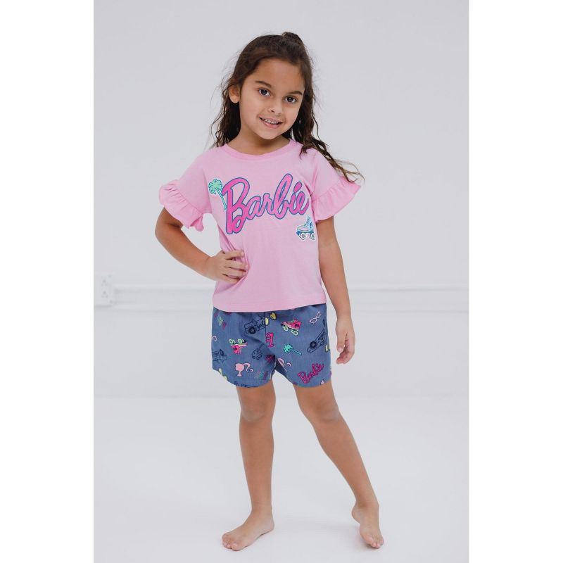 Barbie Girls Peplum T-Shirt and Shorts Outfit Set Little Kid to Big Kid, 2 of 7