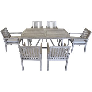 Courtyard Casual Surf Side Teak 7 pc 72" Rectangle Dining set   Includes:  One Rectangle Dining Table and six Dining Chairs - 1 of 4
