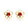 Guili Chic 14K Gold Plated Red Velvet Cubic Zirconia Daisy Flower Stud Earrings – Stylish, Sparkling Design for a Touch of Elegance and Color - 3 of 3