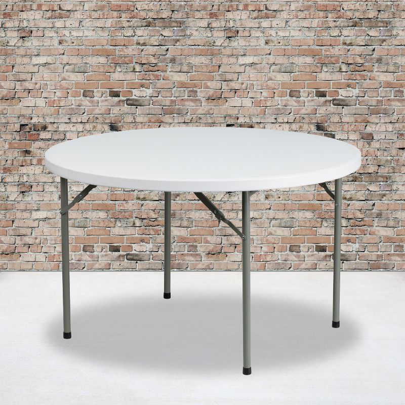 Emma and Oliver 4-Foot Round Granite White Plastic Folding Table - Banquet / Event Folding Table, 2 of 6