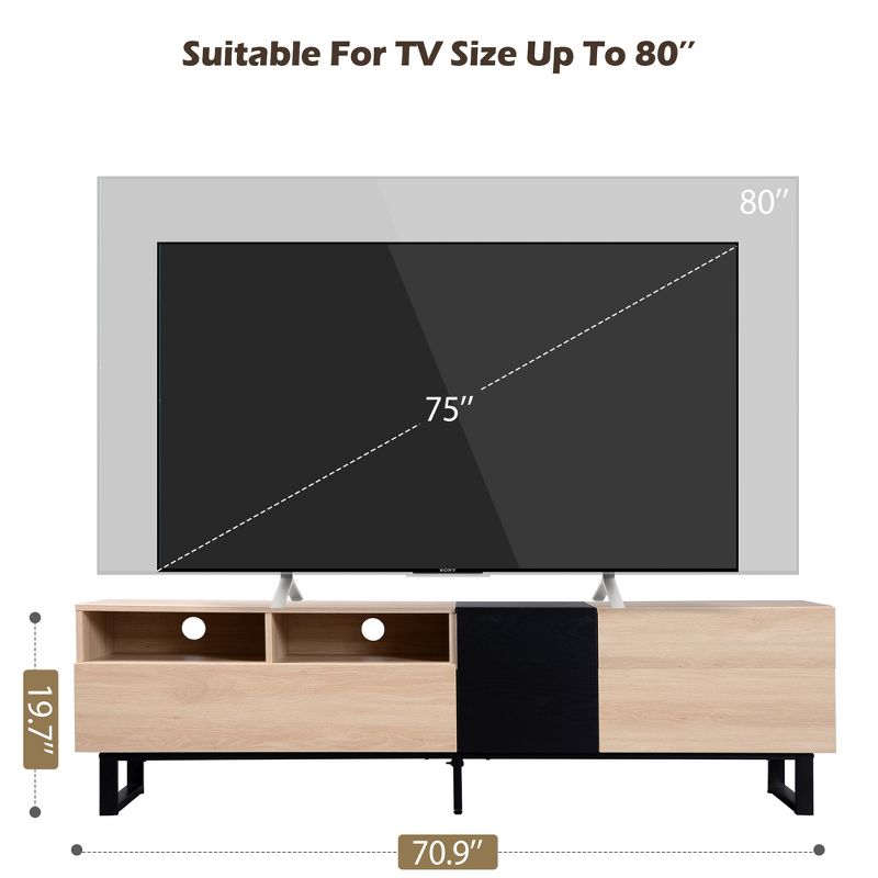 70.9" Contemporary TV Stand with 2 Drawers and 2 Doors - ModernLuxe, 4 of 11