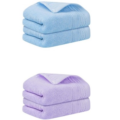 Unique Bargains Striped Pattern Soft Comfort Hand Towels for Bathroom Camp 4 Pcs 14" x 30"