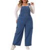 Agnes Orinda Women's Plus Size Denim Bib Jeans Pockets Stretch Adjustable Suspenders Jumpsuit - 2 of 4