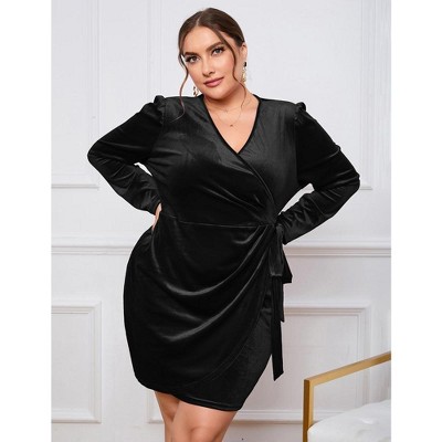 Pink Queen Women's V-Neck Wrap Bodycon Dress - Backless, Batwing Sleeves, Side Slit, With Belt, Sexy Party Dress
