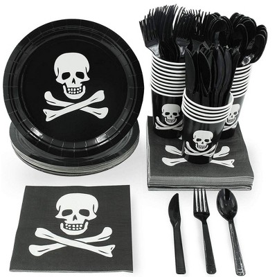 Juvale Pirate Skull and Crossbones Birthday Party Supplies – Cutlery Set For 24