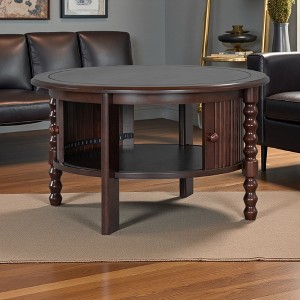 30.3" Vintage Round Coffee Table with Sliding Door - 1 of 4