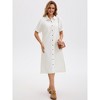 INSPIRE CHIC Women's Midi Denim Summer Short Sleeve Button Down Casual Long Tunic Jean Shirt Dress - 3 of 4