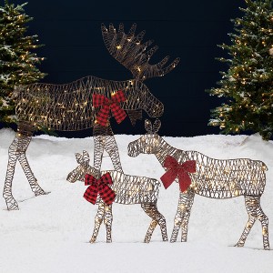 Best Choice Products 4ft 3-Piece Lighted 2D Christmas Moose Set Outdoor Décor w/ 195 LED Lights, Stakes - 1 of 4