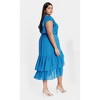 Women's Plus Size Midi Frill Dee Dress - cornflower | CITY CHIC - 3 of 4