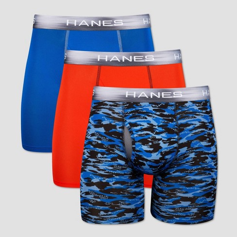 Hanes Premium Men's Xtemp Boxer Briefs With Pocket 3pk - Gray/blue/black :  Target