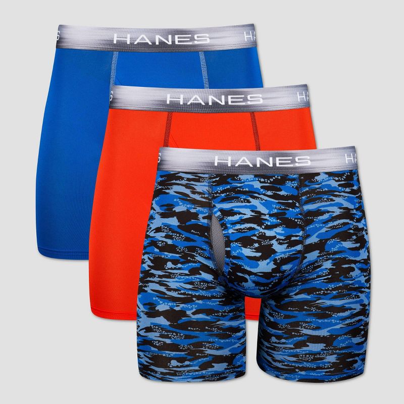 Hanes Premium Men's Performance Boxer Briefs 3pk - Blue/Red, 1 of 4