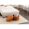 NicBex Round Velvet Fabric Storage Ottoman Bench,Upholstered Storage Ottoman with Wooden Shelving,Modern Storage Bench for Living Room,Bedroom,Orange - 2 of 4
