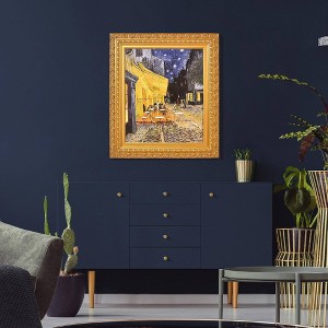American Art Decor 28"x31.75" Ornate Framed Cafe Terrace at Night Canvas Print by Vincent van Gogh - 1 of 4