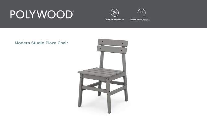 POLYWOOD Modern Studio Plaza Outdoor Patio Armless Chair, 2 of 3, play video