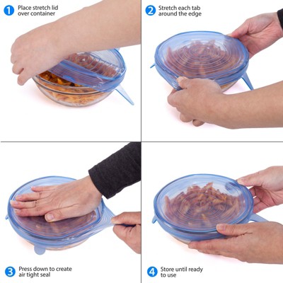 Blue Silicone Stretch Lids for Cans and Jars, Set of 3