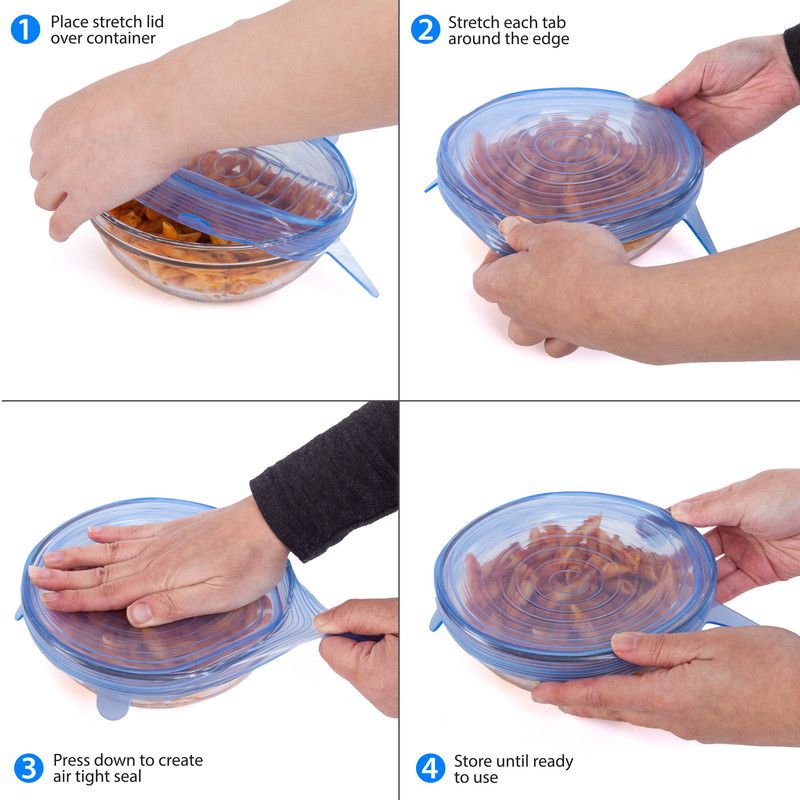 Kitchen + Home Silicone Stretch Lids - Reusable Bowl Lid Food Covers, 2 of 7