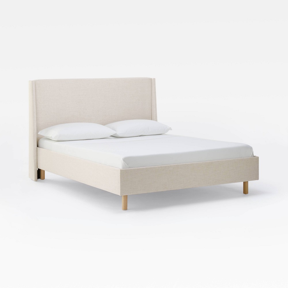 Photos - Bed Frame Queen Encino Fully Upholstered Platform Bed Cream Linen - Threshold™ desig