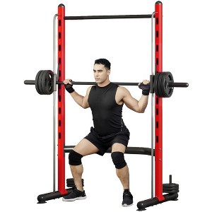 Soozier Adjustable Squat Rack with Pull Up Bar and Barbell Bar, Multi-Function Bench Press Weight Lifting Equipment - 1 of 4