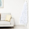 vidaXL Artificial Half-Christmas Tree - White 82.7" PVC Tree with LED Fairy Lights - Space-Saving Design with Steel Stand - 2 of 4
