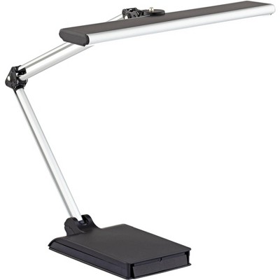 360 Lighting Modern Desk Lamp with USB Port and Phone Cradle Metallic Black and Silver Adjustable Swivel LED for Bedroom Office