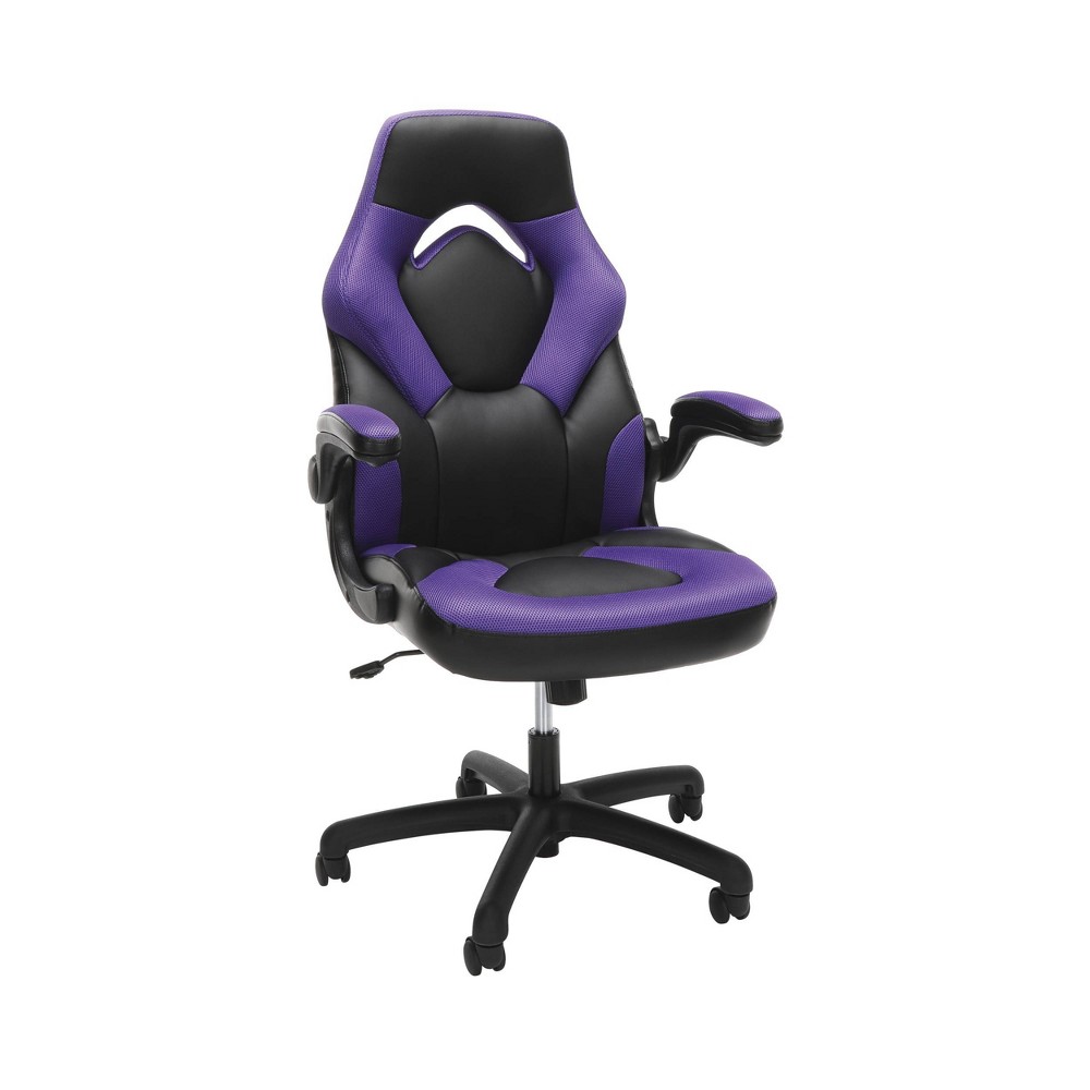 RESPAWN 3085 Ergonomic Gaming Chair with Flip-up Arms Purple: High Back, Leather, Swivel Desk Chair for Gamers