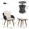 Modern Outdoor Conversation Set with Black Woven Rope Chairs, Pop-Up Ice Bucket Table & Ottomans for Balcony or Backyard -3irtyhousy - 4 of 4