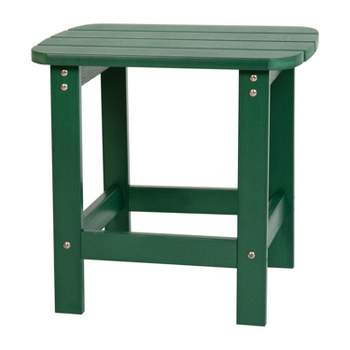 Emma and Oliver Indoor/Outdoor Polyresin Adirondack Side Table for Porch, Patio, or Sunroom