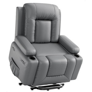 Oversized Wide Power Lift Recliner Chair, Heat Massage, Faux PU Leather, Adjustable Back & Legs, for Elderly & People with Mobility Impaired - 1 of 4