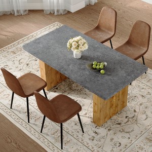 NicBex 5/7/9 PCS Gray MDF Dining Table Set with 4/6/8 Brown Chairs for Dining Meeting Room,Brown - 1 of 4