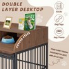 Lyngins End Table Dog Crate Furniture with Double-Layer Storage Desktop – Sliding Barn Door (with Lock), Wooden Dog Kennel with 360° Lockable Wheels - 3 of 4