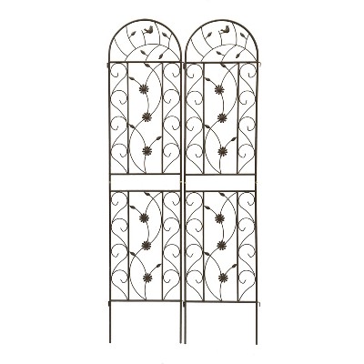 Lirago Brown, 86.61"H * 19.68"W * 0.51"D, 2 pieces, Weatherproof Multi-functional Outdoor Screen - Laser-Cut Galvanized Steel Panel