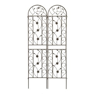 Lirago Brown 2 pieces Weatherproof Multi-functional Outdoor Screen-Laser-Cut Galvanized Steel Panel 86.61"Hx19.68"Wx0.51"D - 1 of 4