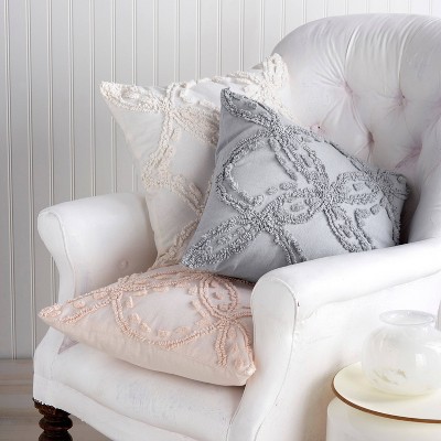 Ivory Square Chenille 18" x 18" Metallic Decorative Pillow