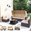 Garvee 6 Pieces Patio Furniture Set - Rattan Outdoor Daybed with Retractable Canopy,Outdoor Furniture Sectional Sofa Set for Garden Poolside Backyard - 2 of 4