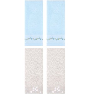REGALWOVEN 4 Pcs 100% Cotton Floral Embroidered Soft Absorbent Decorative Hand Towels - 1 of 4