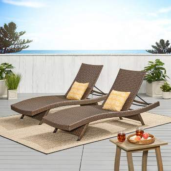 Thira 2pk Wicker Chaise Lounge Brown - Christopher Knight Home