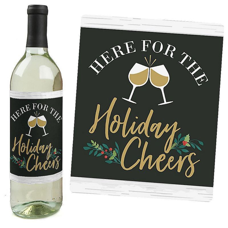 Big Dot of Happiness Rustic Merry Friendsmas Gifts for Women and Men - Christmas or Holiday Wine Bottle Label Stickers - Set of 4, 5 of 9