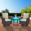 3 Pieces Outdoor Swivel Rocker Chair Set of 2 with Glass Top Table, Outdoor Swivel Glider Rocker, Wicker Swivel Chair Set for Patio Porch Pool - 2 of 4