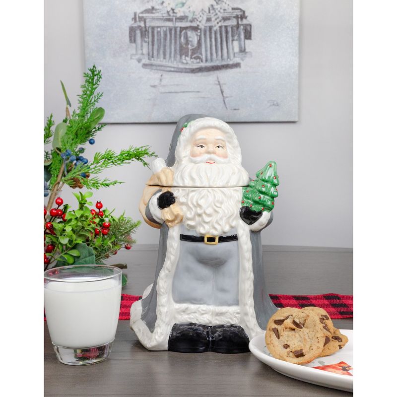 AuldHome Design Santa Christmas Cookie Jar; Ceramic Holiday Treats Santa Claus Canister, 4 of 9