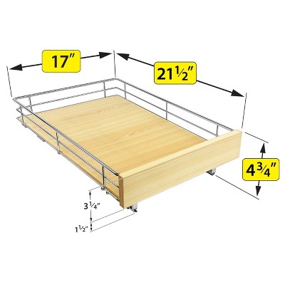 Lynk Professional 17"x21" Select Sliding Pull Out Cabinet Drawers Organizer Wood Chrome: Kitchen Storage, Ball Bearing Glides — фото 3