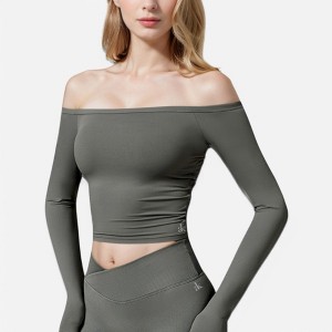 Anna-Kaci Active Women's One Shoulder Long Sleeve Crop Top with Thumb Holes - 1 of 4
